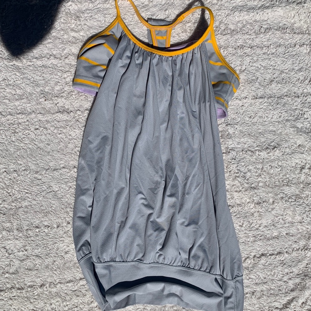 Grey and deep yellow Lululemon tank top
